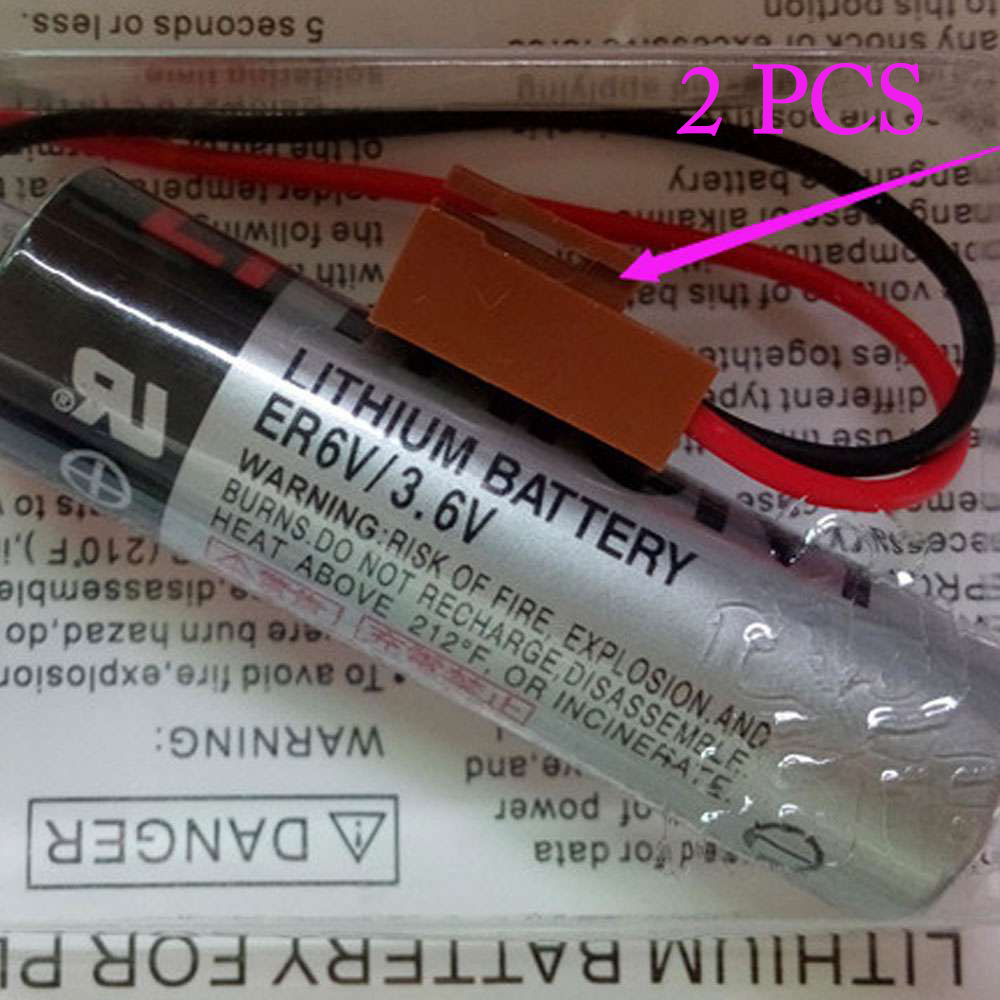 2pcs Toshiba ER6VCT 3.6V 2000mah PLC Battery With small JAE Plug 交換バッテリー